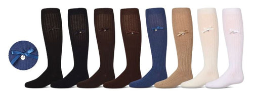 Memoi Girls Fancy Logo Bow Knee Socks