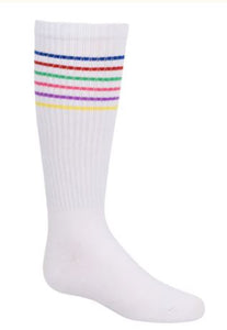 Zubii Girls Thin Colorful Striped Knee Socks