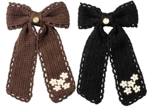 Cherie Embroidered Crochet Medium Bow Clip-CP6757/25