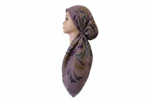 Load image into Gallery viewer, Mauve leaves pretied headscarf