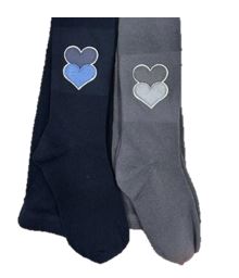 Memoi Girls Double Patch Heart Cotton Tights