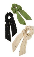 Load image into Gallery viewer, Rikas Collection Polka Dot Pattern Bow Scrunchy