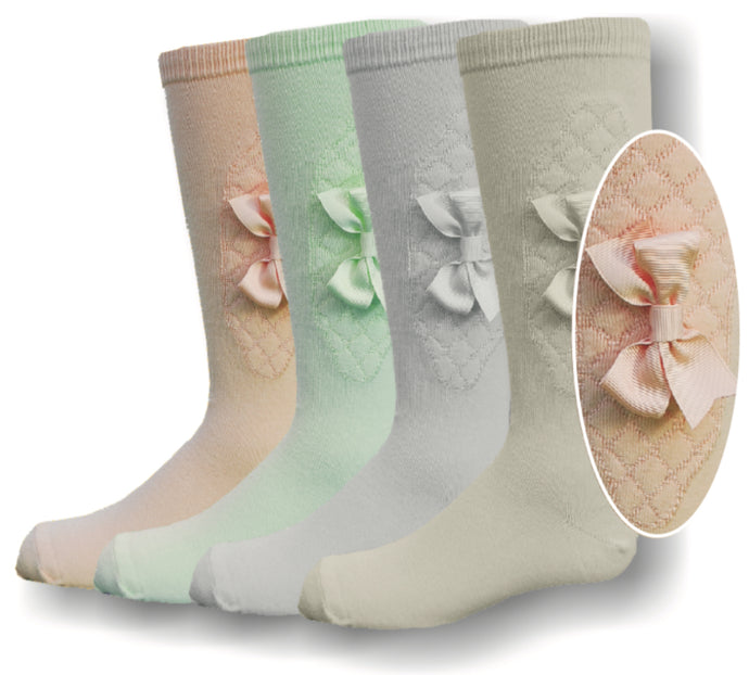 Jrp Diamond Bow Girls Knee Sock - COZY HOSE