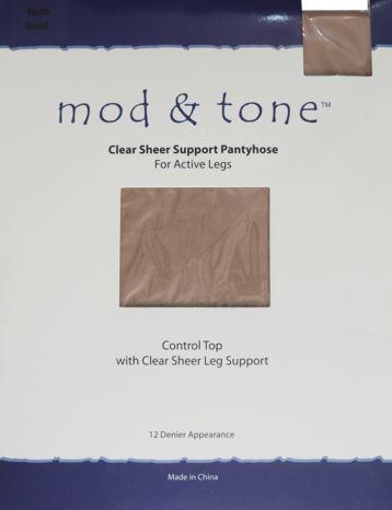 Mod & Tone Clear Sheer Support Pantyhose -1220