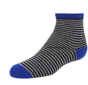 Zubii Boys Black/Grey Thin Striped With Colored Toe And Top Sock 266