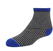 Load image into Gallery viewer, Zubii Boys Black/Grey Thin Striped With Colored Toe And Top Sock 266